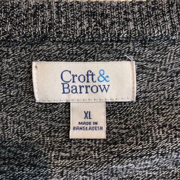 Croft & Barrow Mens Size XL Black/White Flecked V Neck Lightweight Sweater - Picture 7 of 9